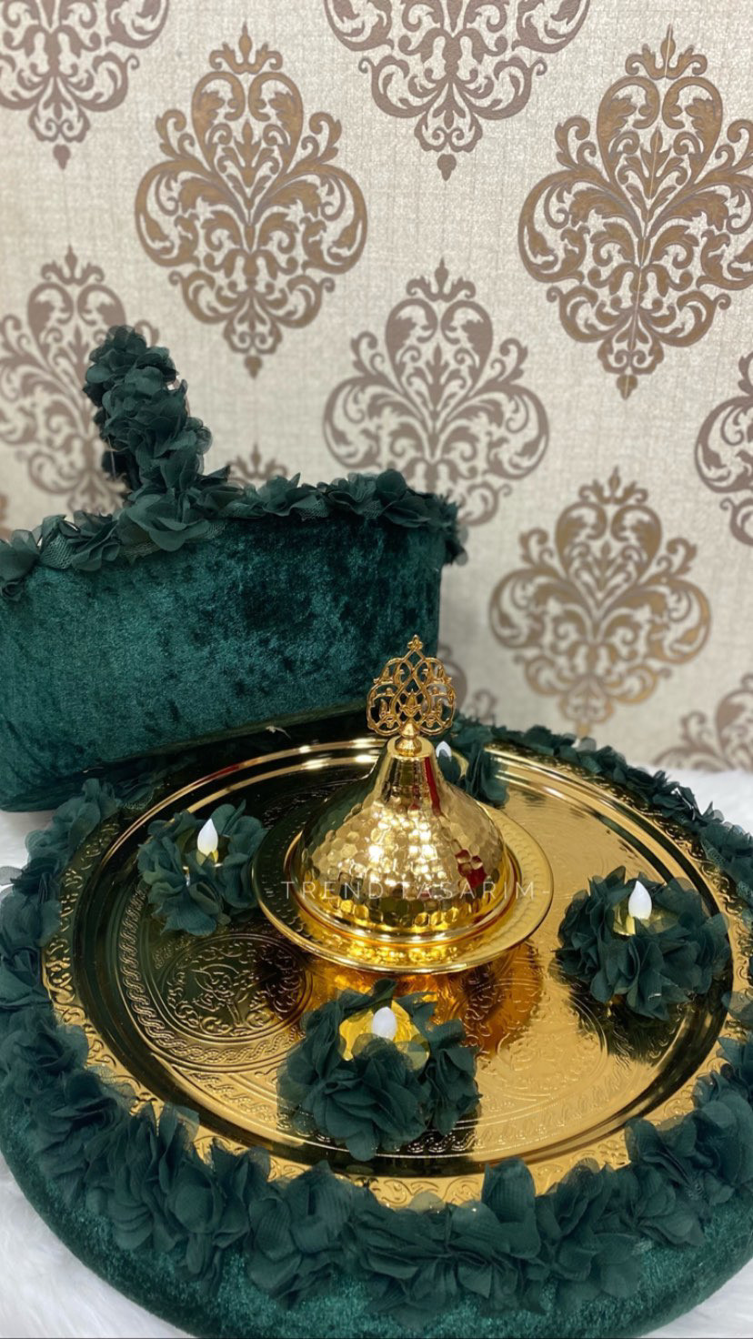 Lazer Çiçekli Sepet Tepsi