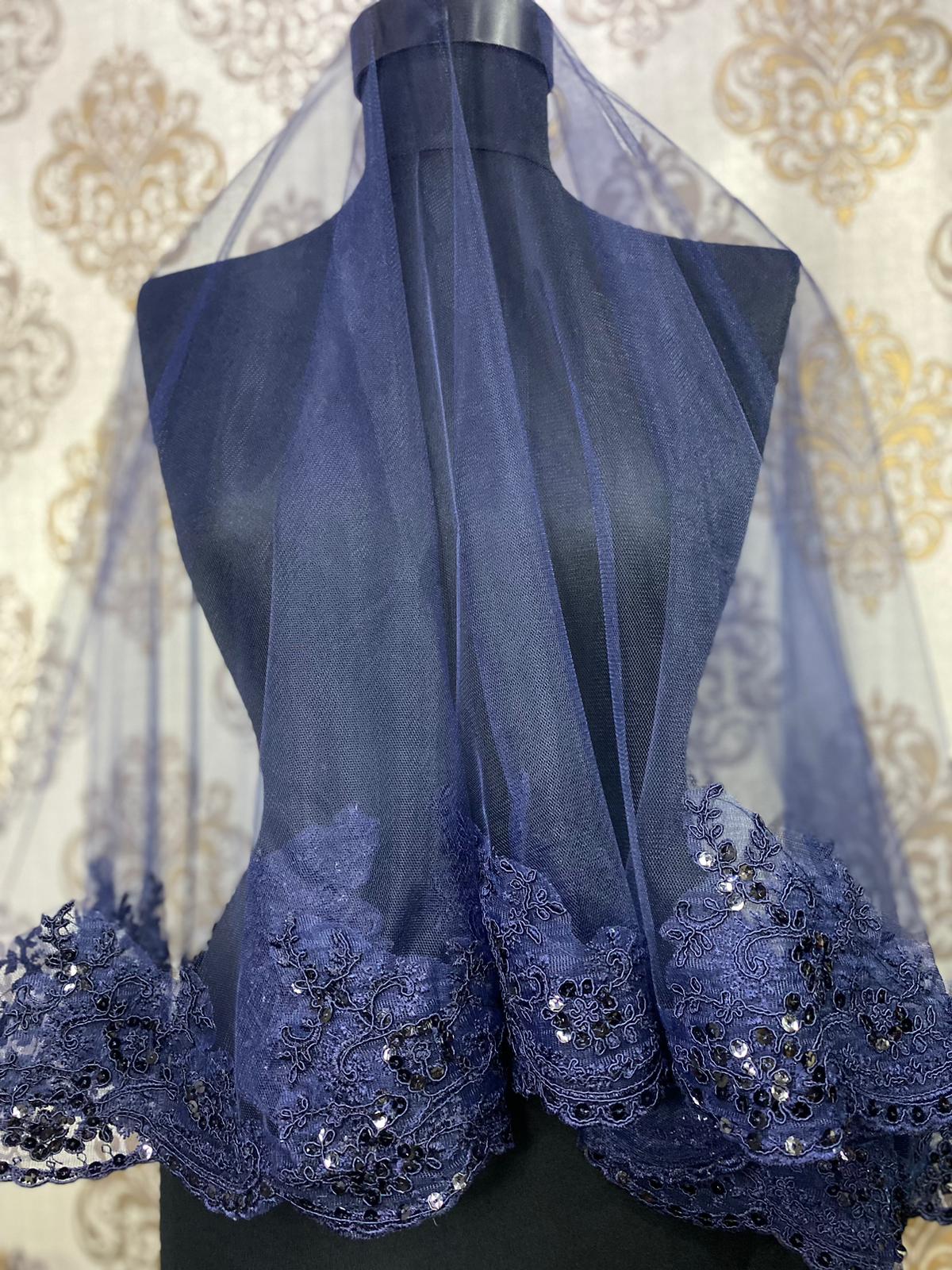 Lacivert Narin Duvak Seti