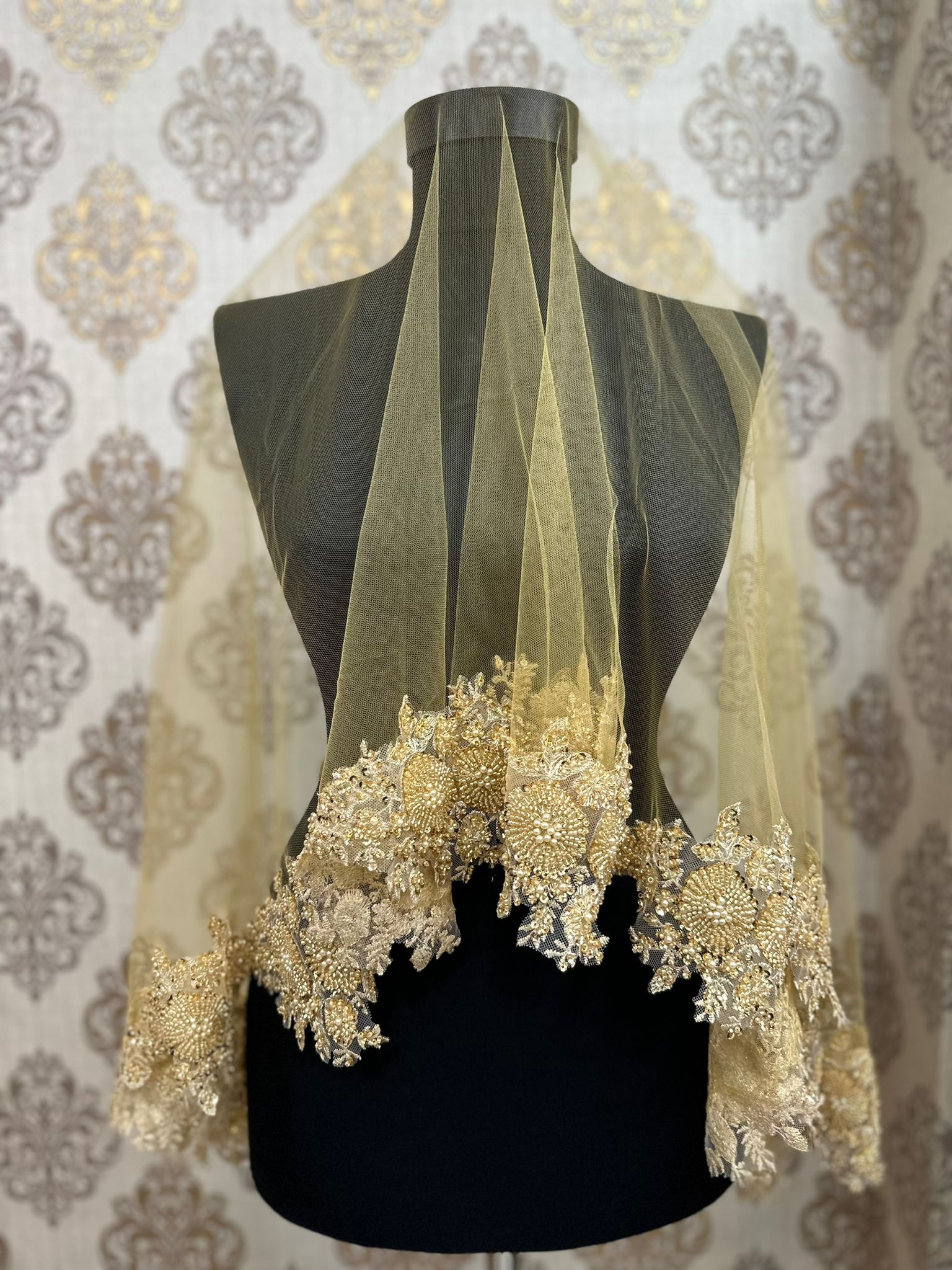 Gold İnce Vip Duvak Seti