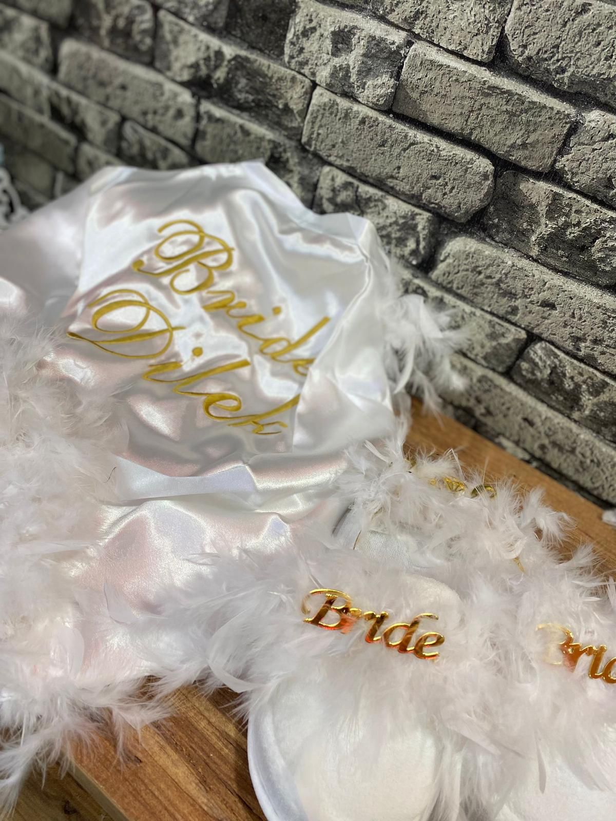 Bride Sabahlık Terlik Taç Seti