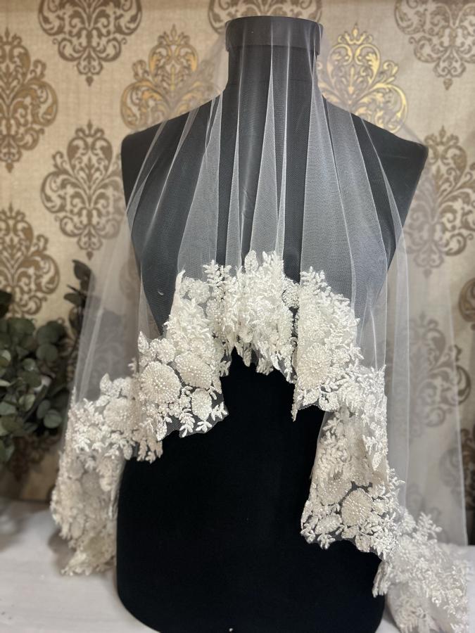 Beyaz İnce Vip Duvak Seti