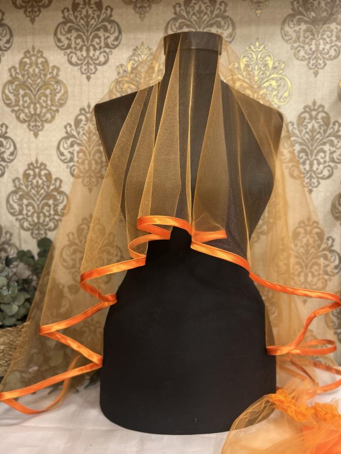 Turuncu Biyeli Duvak Seti