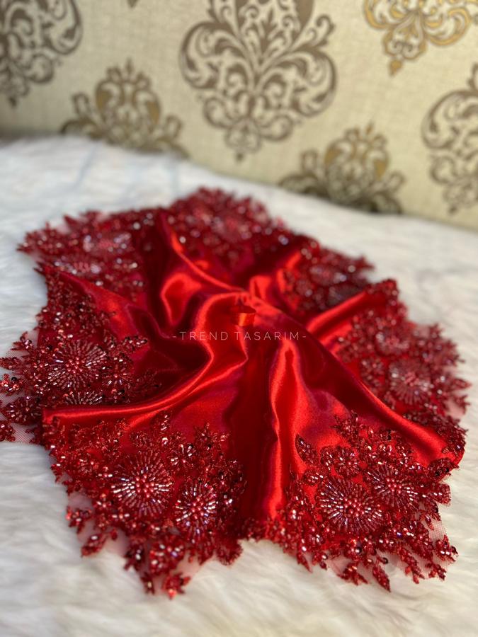 Kırmızı Saten Vip Mendil