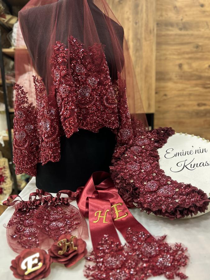 Geniş Vip Gelin Duvak ve Tef Seti