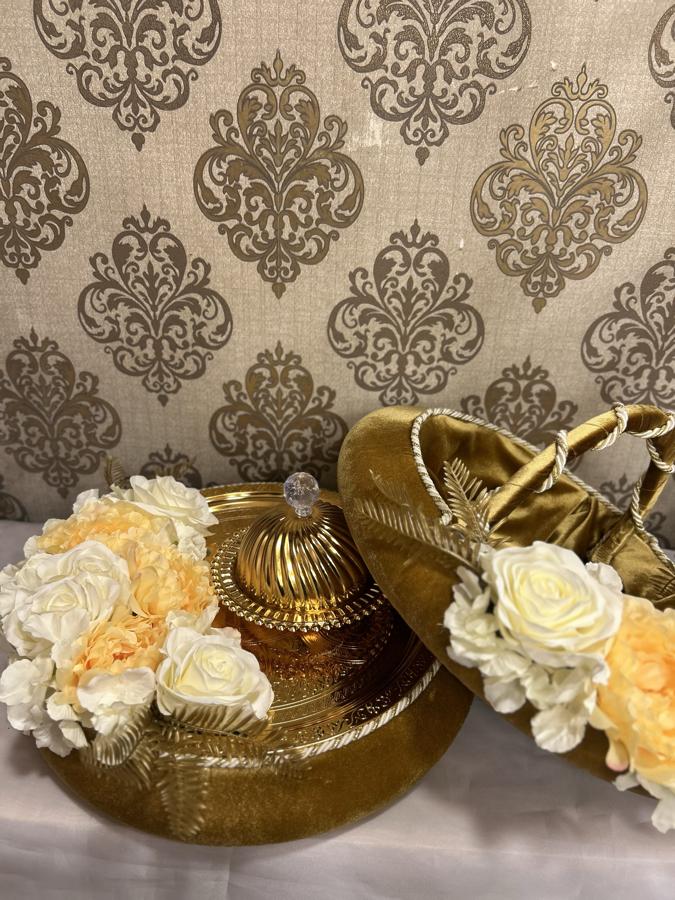 Çiçekli Kına Tepsisi ve Sepeti