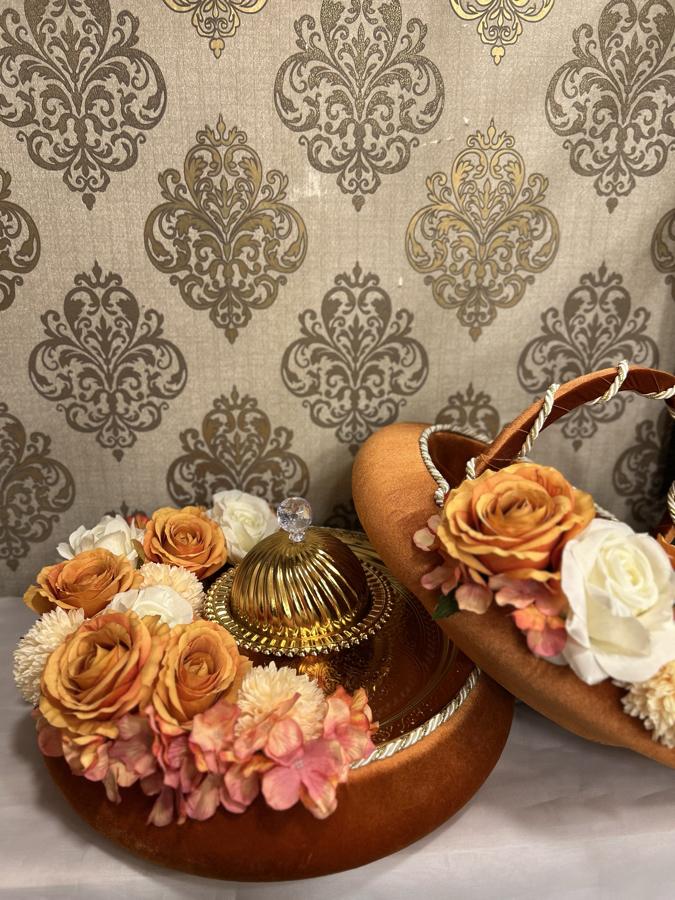 Çiçekli Kına Tepsisi ve Sepeti