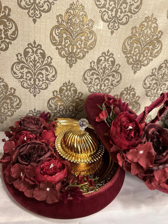 Çiçekli Kına Tepsisi ve Sepeti