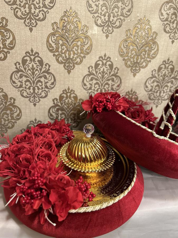 Çiçekli Kına Tepsisi ve Sepeti