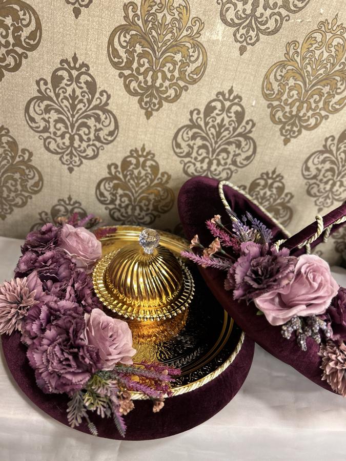 Çiçekli Kına Tepsisi ve Sepeti