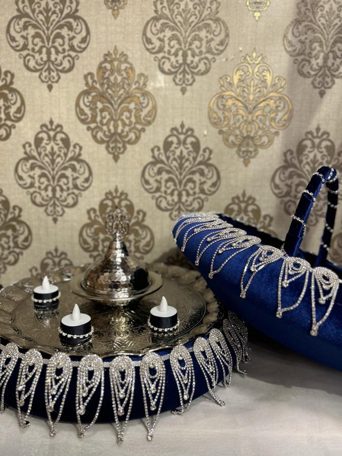 Mavi Taşlı Sepet ve Tepsi