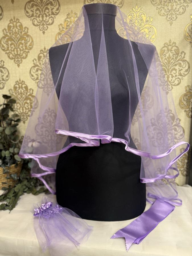 Lila Biyeli Duvak Seti