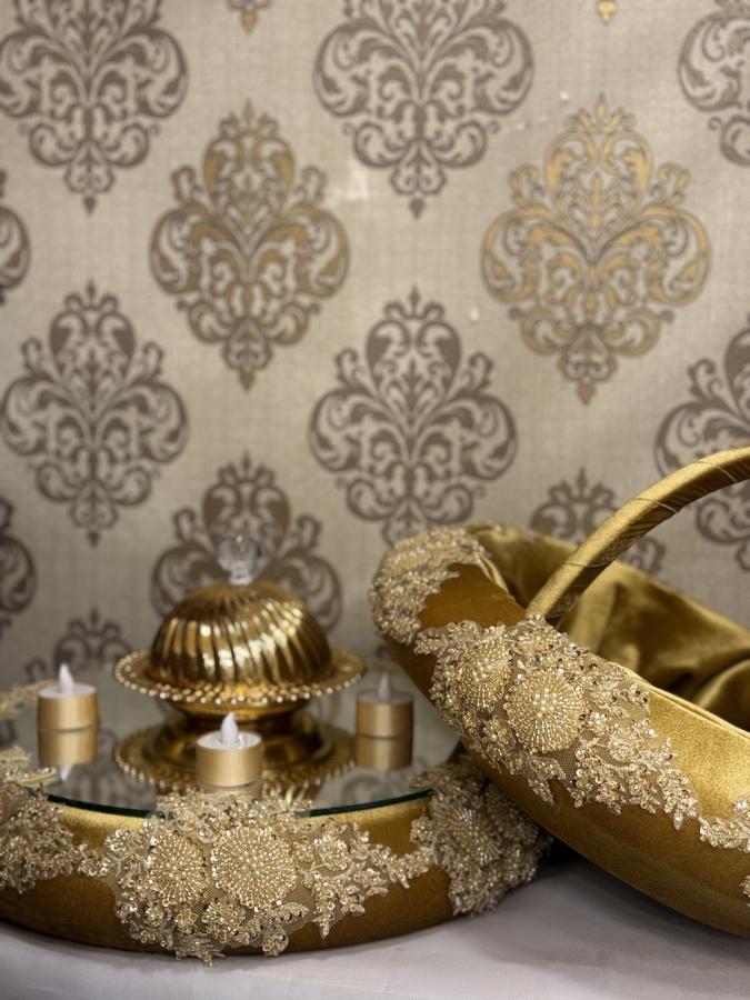 Gold Kına Tepsisi ve Sepeti