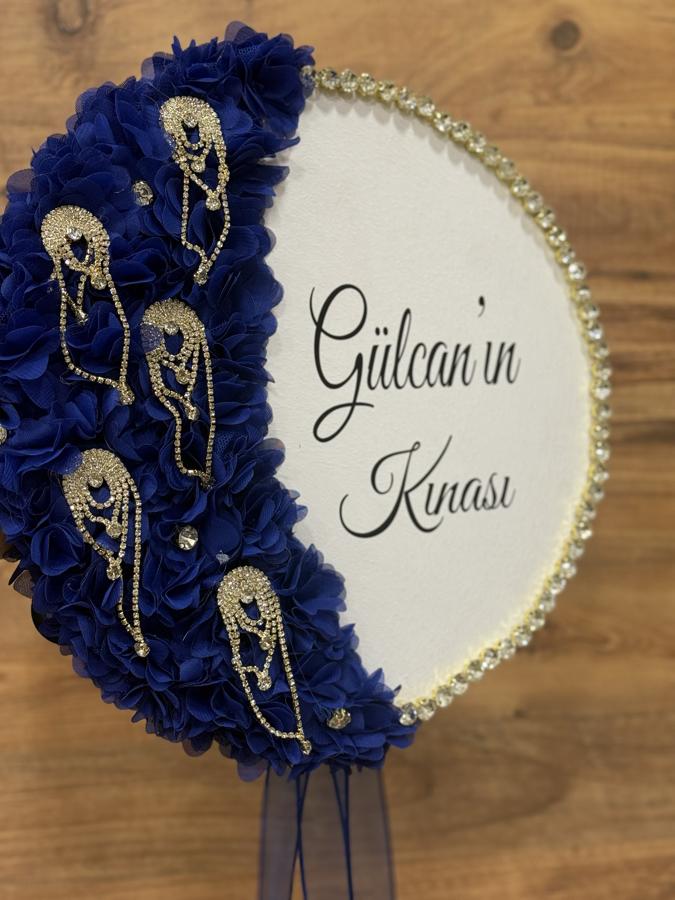 Saks Mavi Taşlı Gelin Tefi