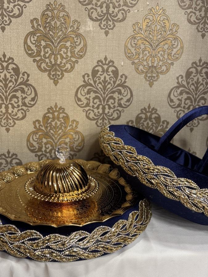 Laciverte Gold Kına Tepsisi ve Sepeti